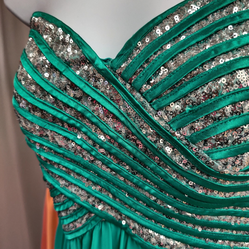 Morgan & Co Aqua Sequence Evening Gown - image 4